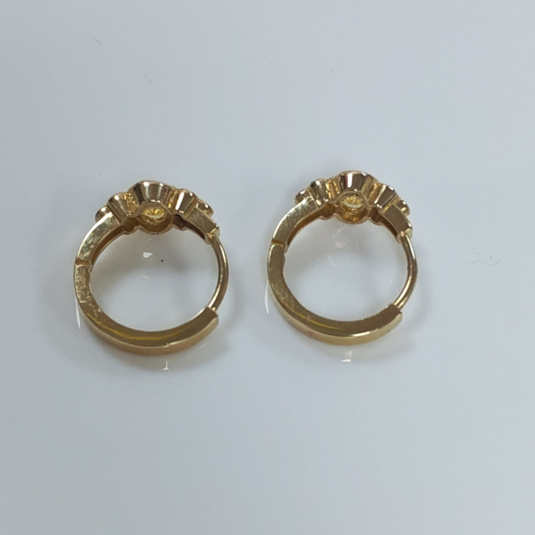 ARETES ARRACADAS CON CIRCONIAS Y PDRAS COL 14K 3.2 GR (NUEVO)