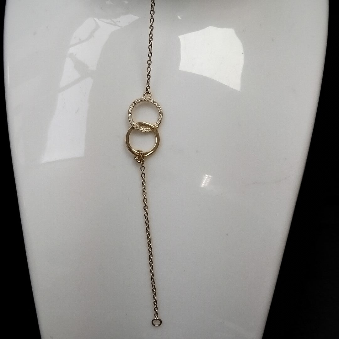 PULSERA TEJIDO ESPECIAL FIG AROS UNIDOS C CIRCS 14K 18 CM 2.1 GR (NUEVO)