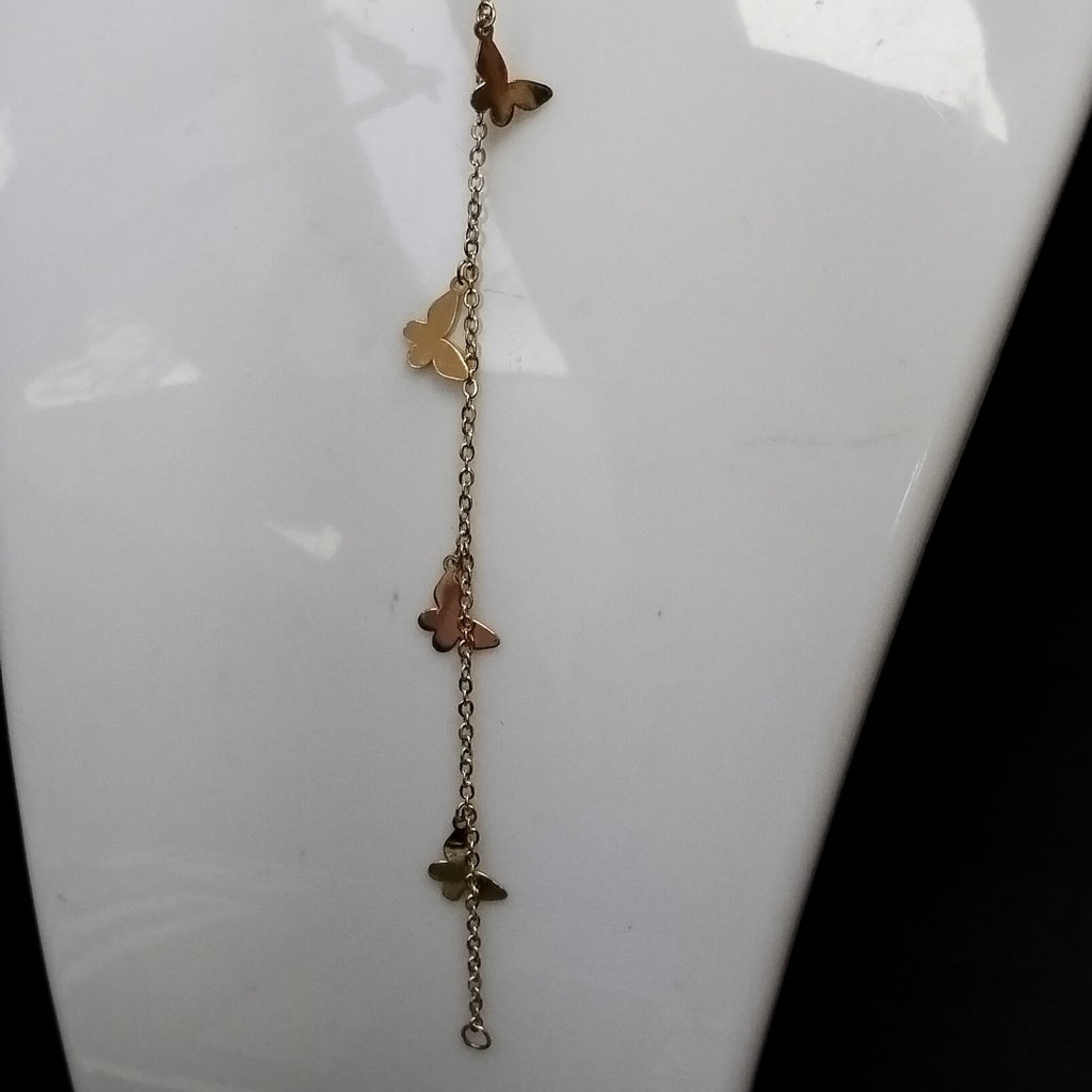 PULSERA ESPECIAL CON MARIPOSAS 14K 18 CM 2.1 GR (NUEVO)