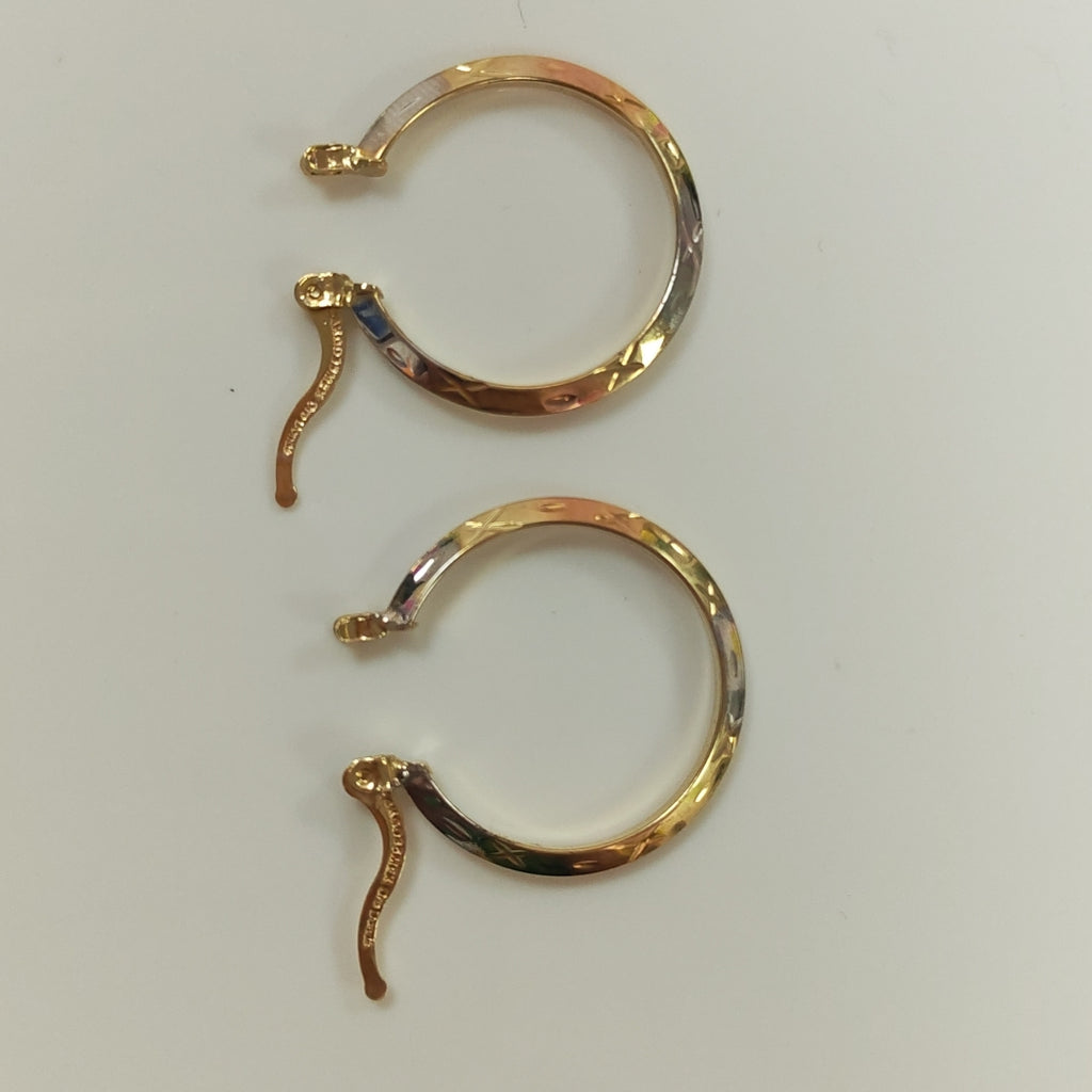 ARETES TEJIDO ARRACADAS BISELADAS COMBINADAS 14K 1.4 GR (NUEVO)