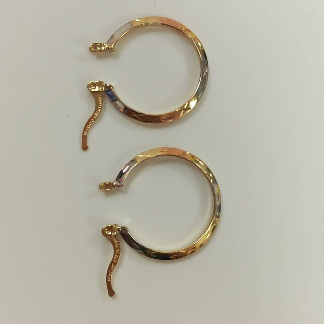 ARETES TEJIDO ARRACADAS BISELADAS COMBINADAS 14K 1.4 GR (NUEVO)