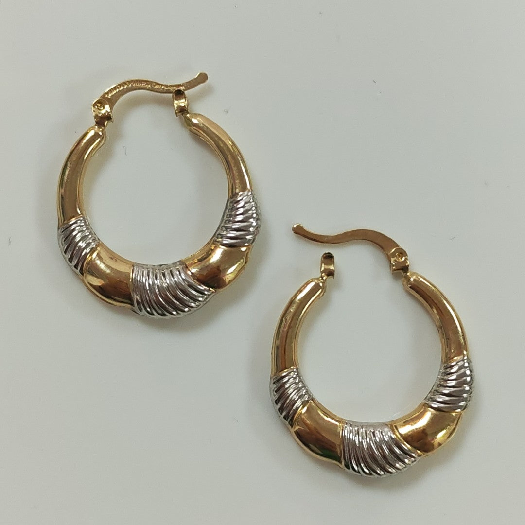 ARETES ARRACADAS HUECAS COMBINADAS 14K 2.6 GR (NUEVO)