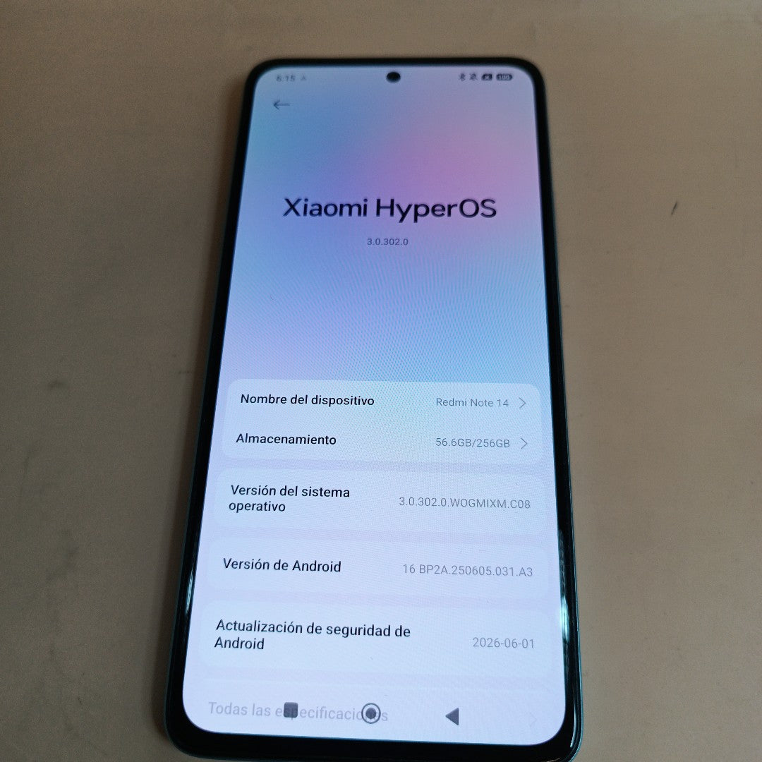CELULAR XIAOMI REDMI NOTE 14 24117RN76L (2025) 256 GB 8 GB RAM (SEMINUEVO)