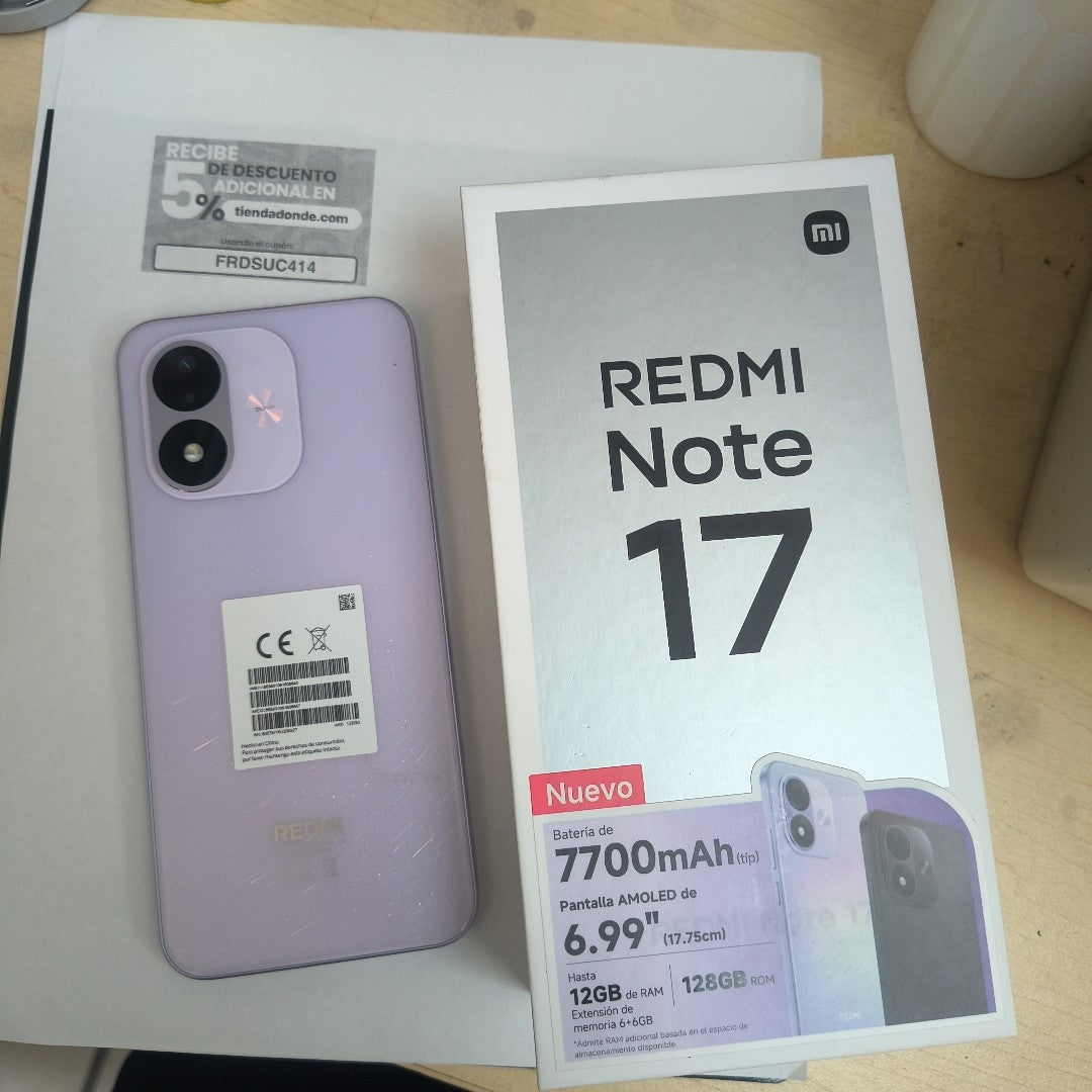 CELULAR XIAOMI REDMI NOTE 17 26012RN62L (2026) 128 GB 6 GB RAM (SEMINUEVO)