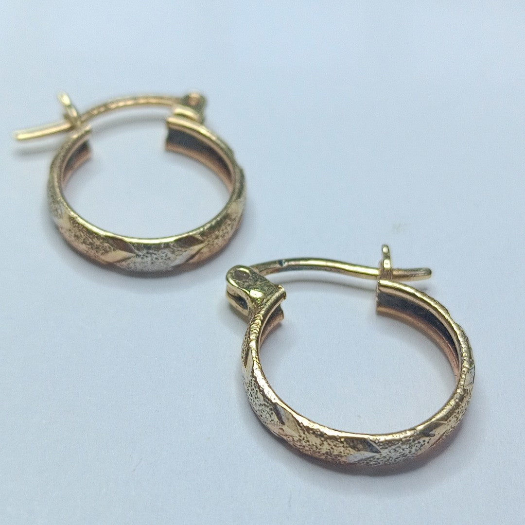 ARRACADAS PAR ORO, ORO COMBINADO 14 K 1.6 GRMS (SEMINUEVO)