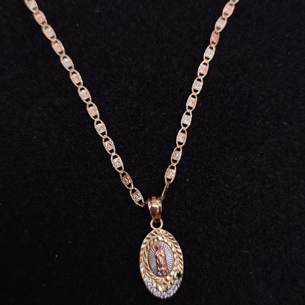 CADENA,MEDALLA RELIGIOSA ORO COMBINADO 14 K 3,50 GRMS (SEMINUEVO)
