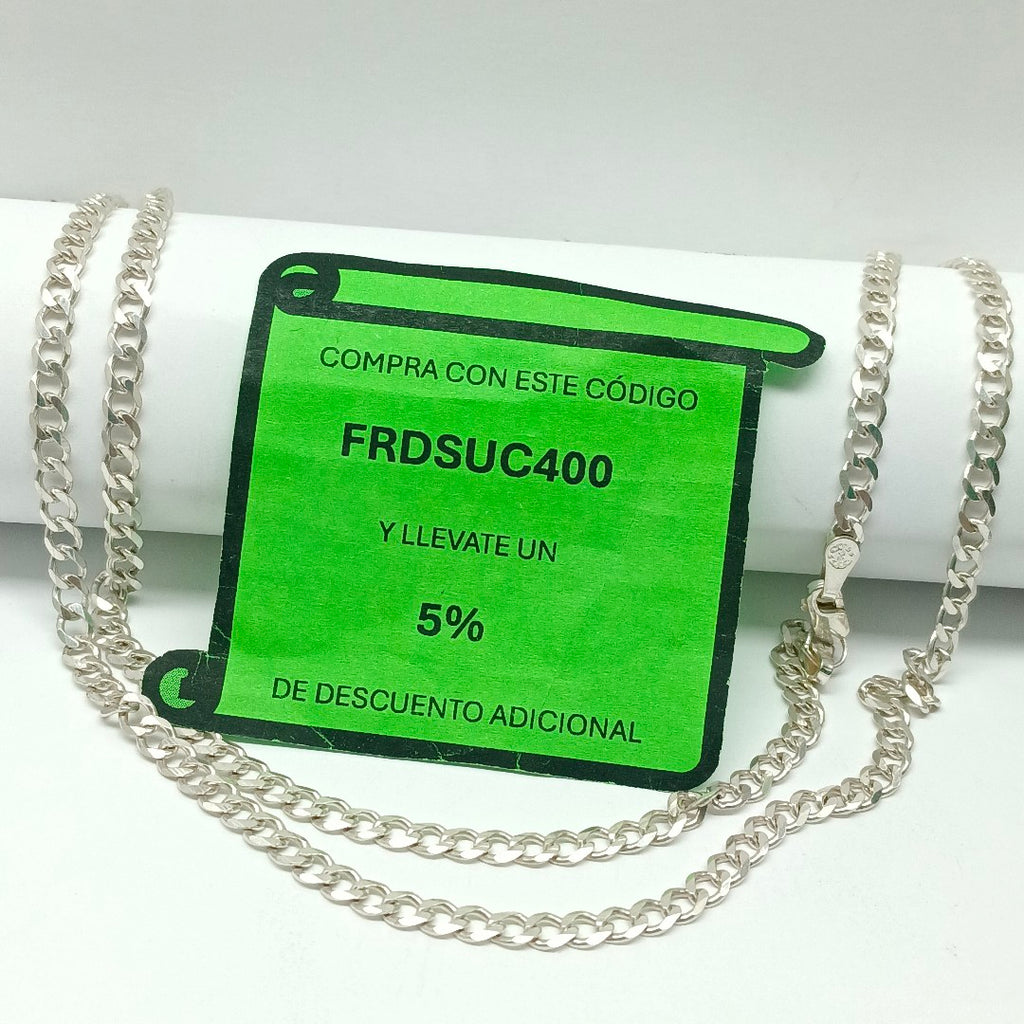 CADENA TEJIDO BARBADO PLATA .925 60 CM 12.9 GR (NUEVO)