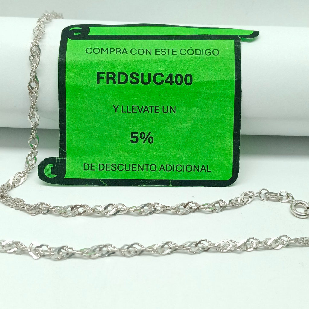 CADENA TEJIDO MEDIO TORZAL PLATA .925 55 CM 5.8 GR (NUEVO)