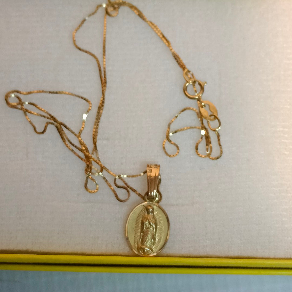CADENA, MEDALLA RELIGIOSA ORO 14 K 1.5 GRMS (SEMINUEVO)