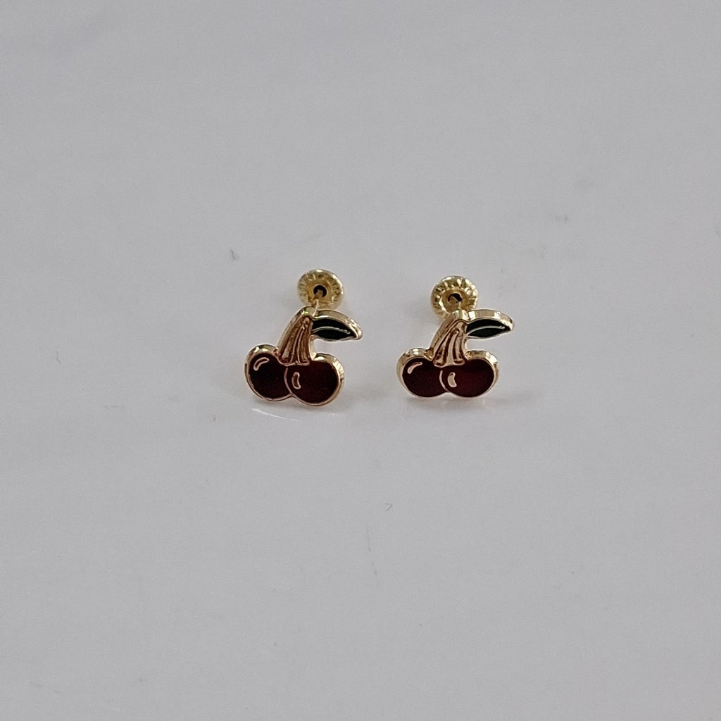 BROQUELES BROQUE FIG CEREZA C ESMALTE 14K 0.2203 GR (NUEVO)