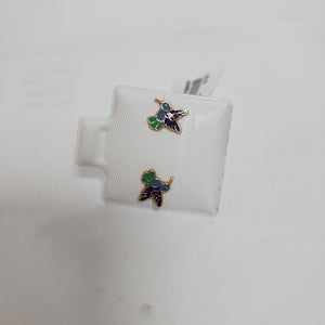 BROQUELES BROQUEL FIG COLIBRI ESMALTE AZUL 14K 0.2138 GR (NUEVO)