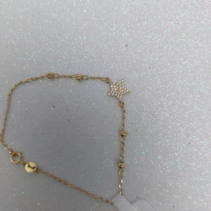 PULSERA ESPECIAL CON ESTRELLA Y CIRCONIAS 14K 18 CM 1.5 GR (NUEVO)