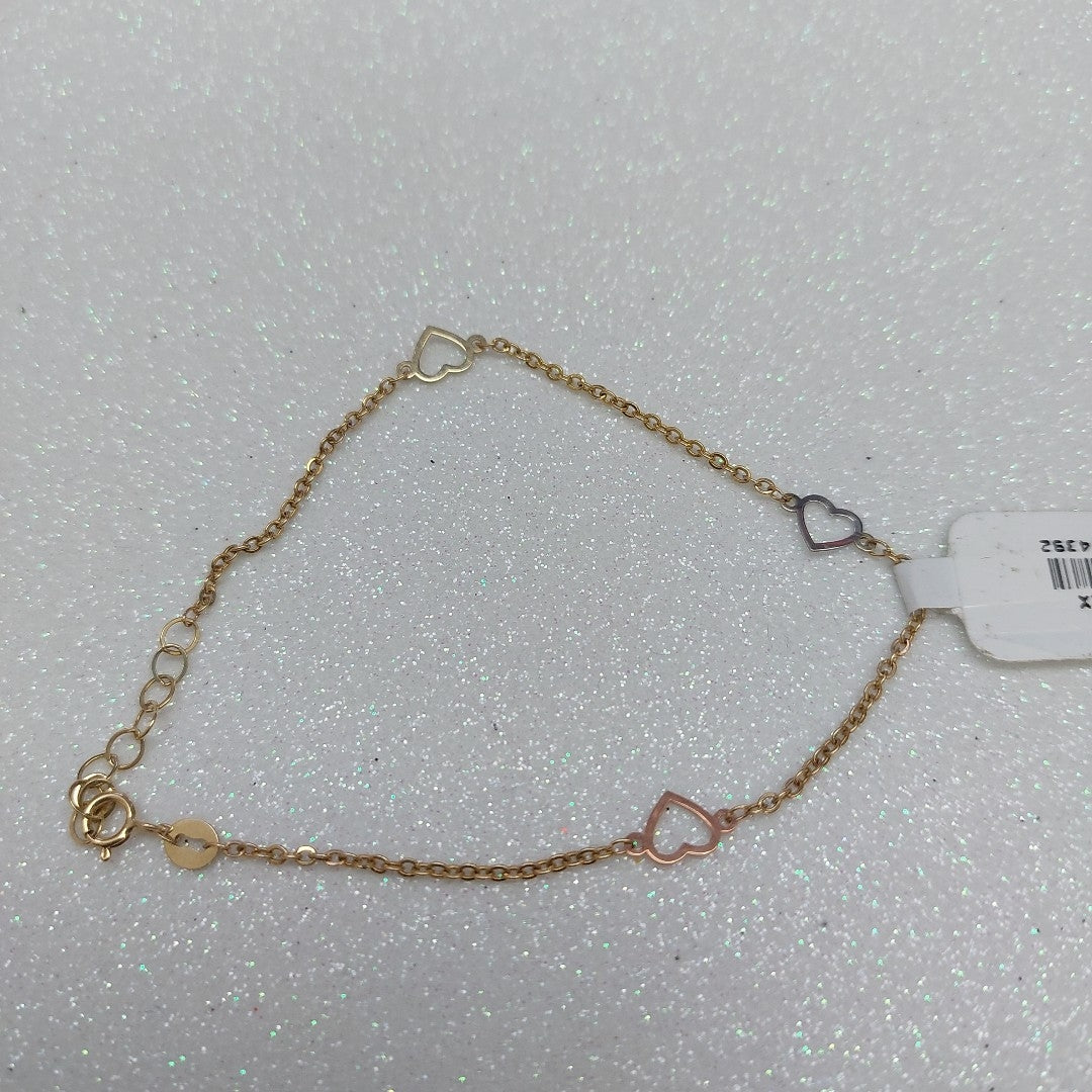 PULSERA ESPECIAL CON CORAZONES 10K 18 CM 1.2 GR (NUEVO)