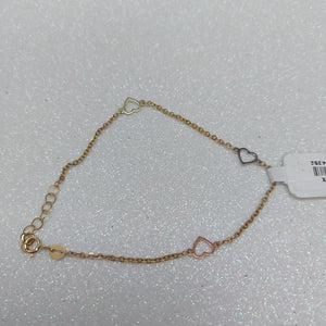 PULSERA ESPECIAL CON CORAZONES 10K 18 CM 1.2 GR (NUEVO)