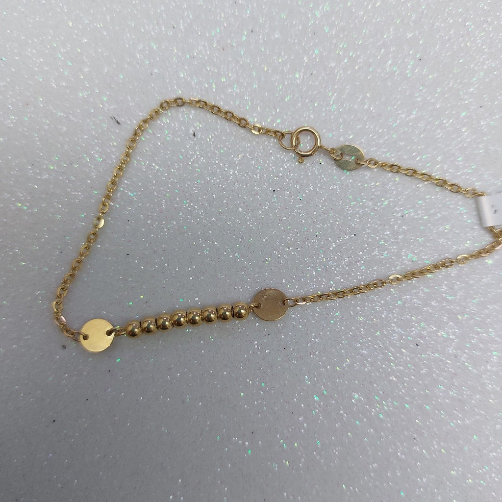 PULSERA TEJIDO ESPECIAL CON BOLITAS 14K 18 CM 1.8 GR (NUEVO)
