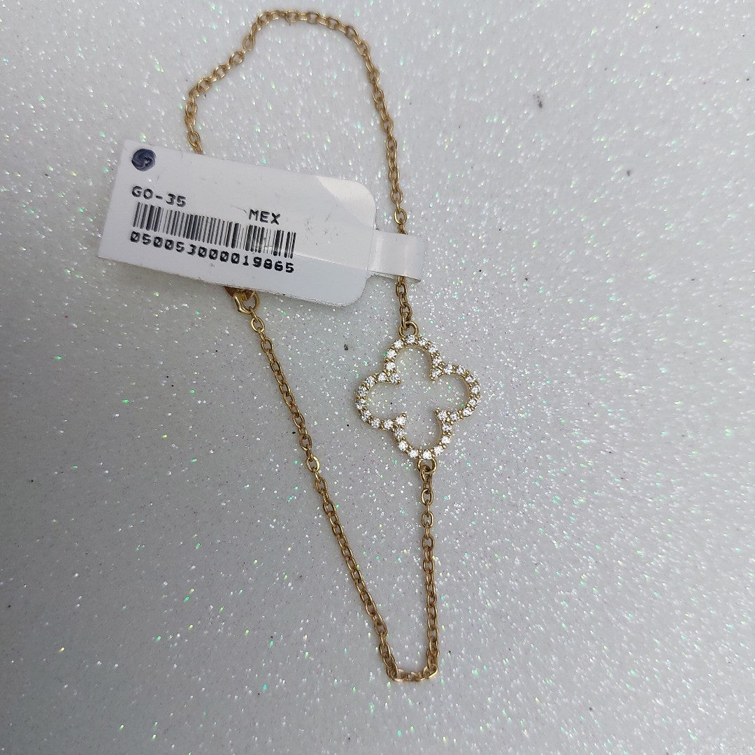 PULSERA TEJIDO ESPECIAL C CIRCONIAS 14K 18 CM 1.8 GR (NUEVO)