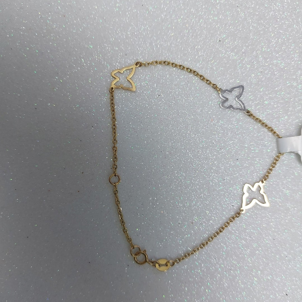 PULSERA ESPECIAL C MARIPOSAS 14K 18 CM 1.7 GR (NUEVO)