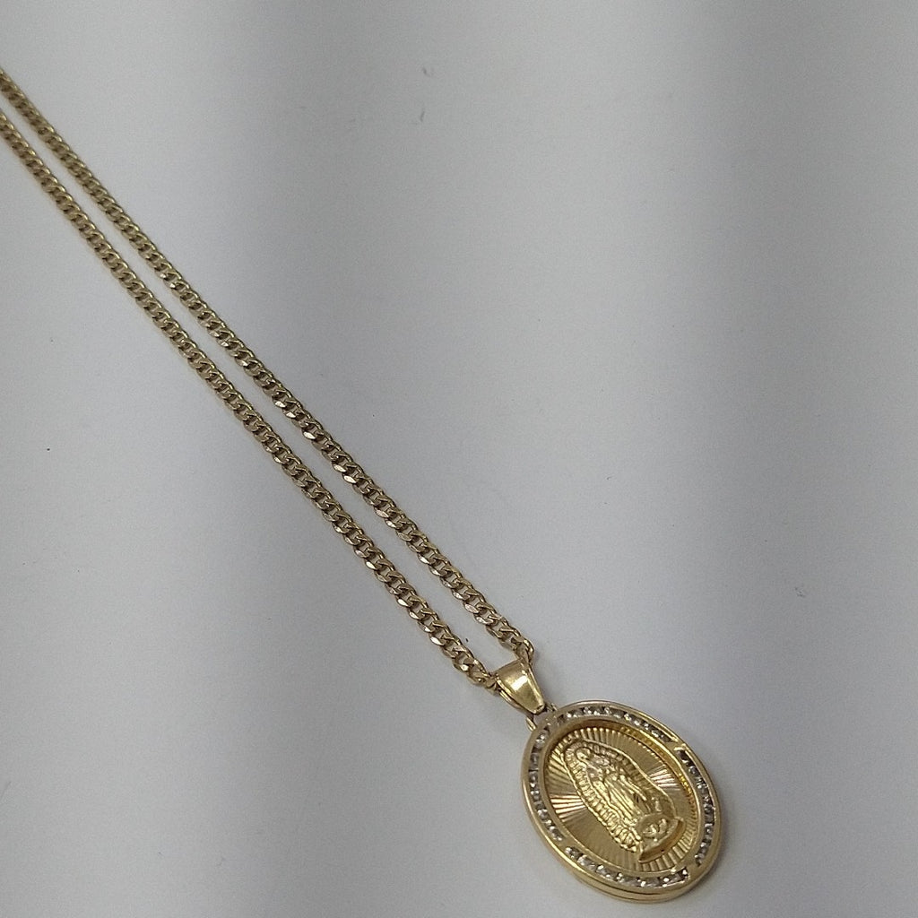 CADENA, MEDALLA RELIGIOSA ORO 10 K 7 GRMS (SEMINUEVO)