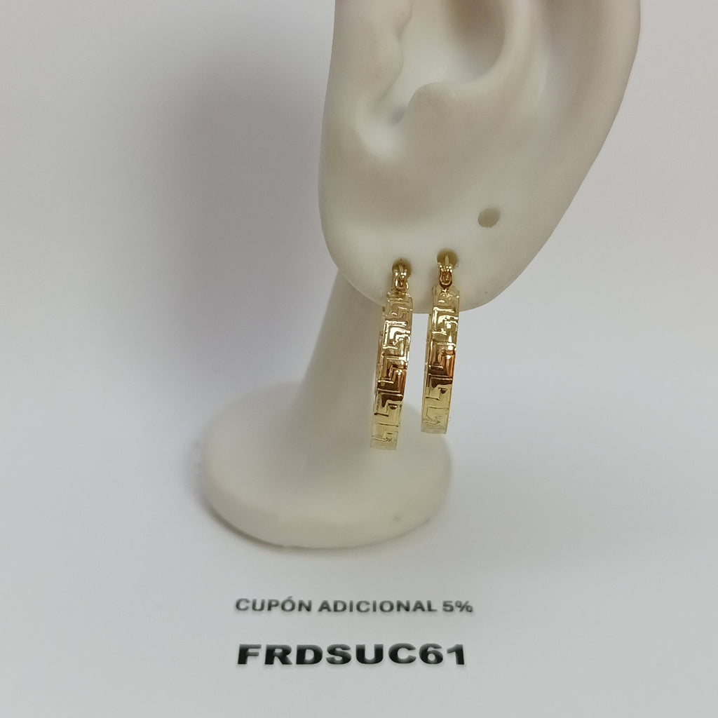 ARETES TEJIDO ARRACADAS TIPO GRECAS 14K 2 GR (NUEVO)