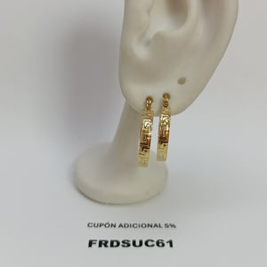ARETES TEJIDO ARRACADAS TIPO GRECAS 14K 2 GR (NUEVO)