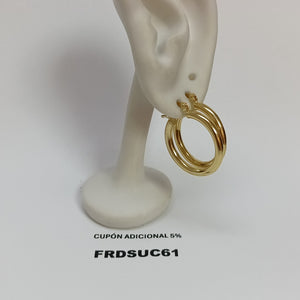 ARETES TEJIDO ARRACADAS LISAS HUECAS 14K 2.1 GR (NUEVO)