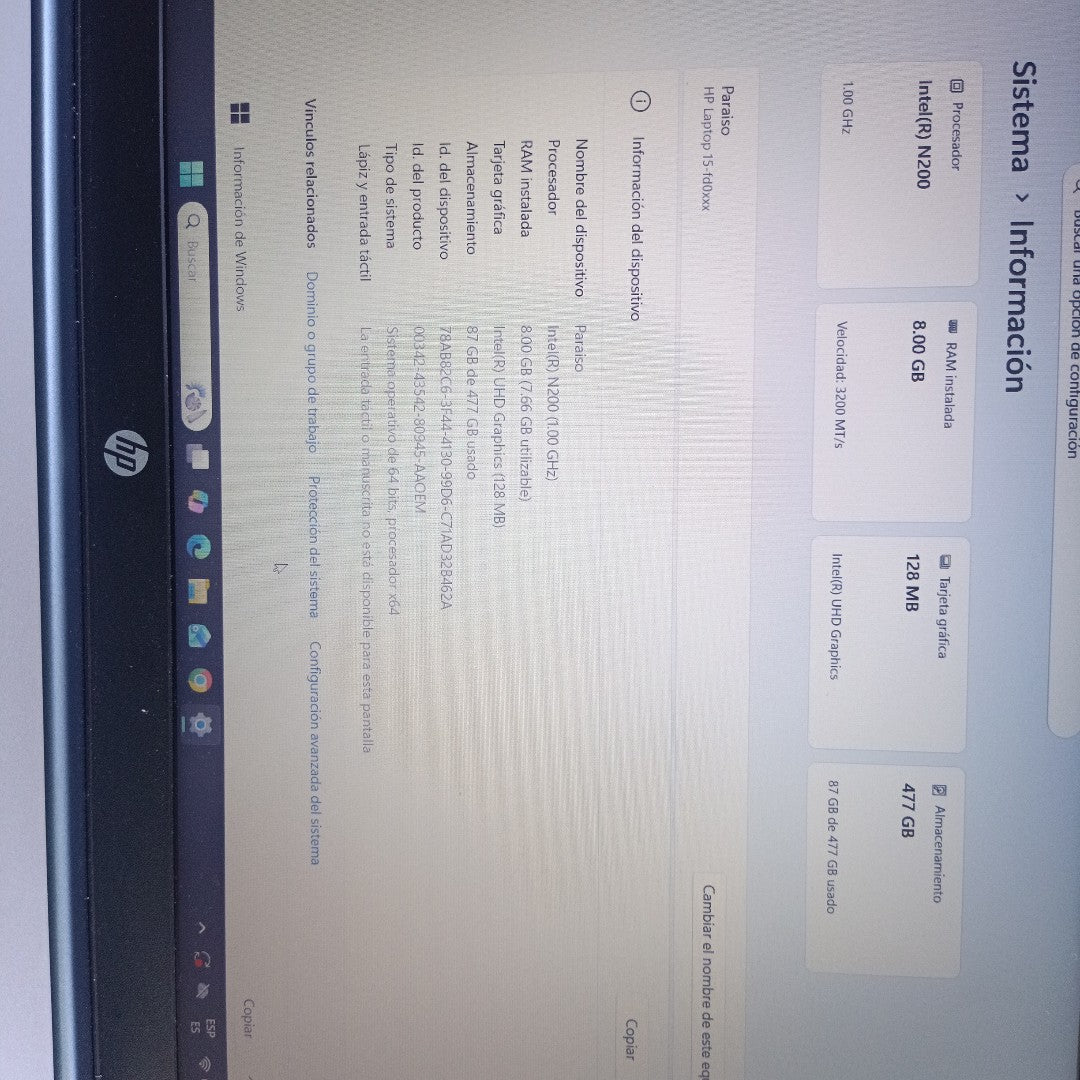 LAPTOP HP 15-FD0211LA (2025) 512 GB SSD 8 GB RAM (SEMINUEVO)