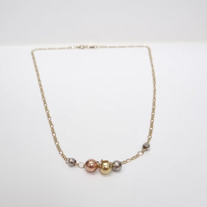 CADENA GARGANTILLA 3X1 CON ESFERAS COMBINADAS 14K 45 CM 3.1 GR (NUEVO)