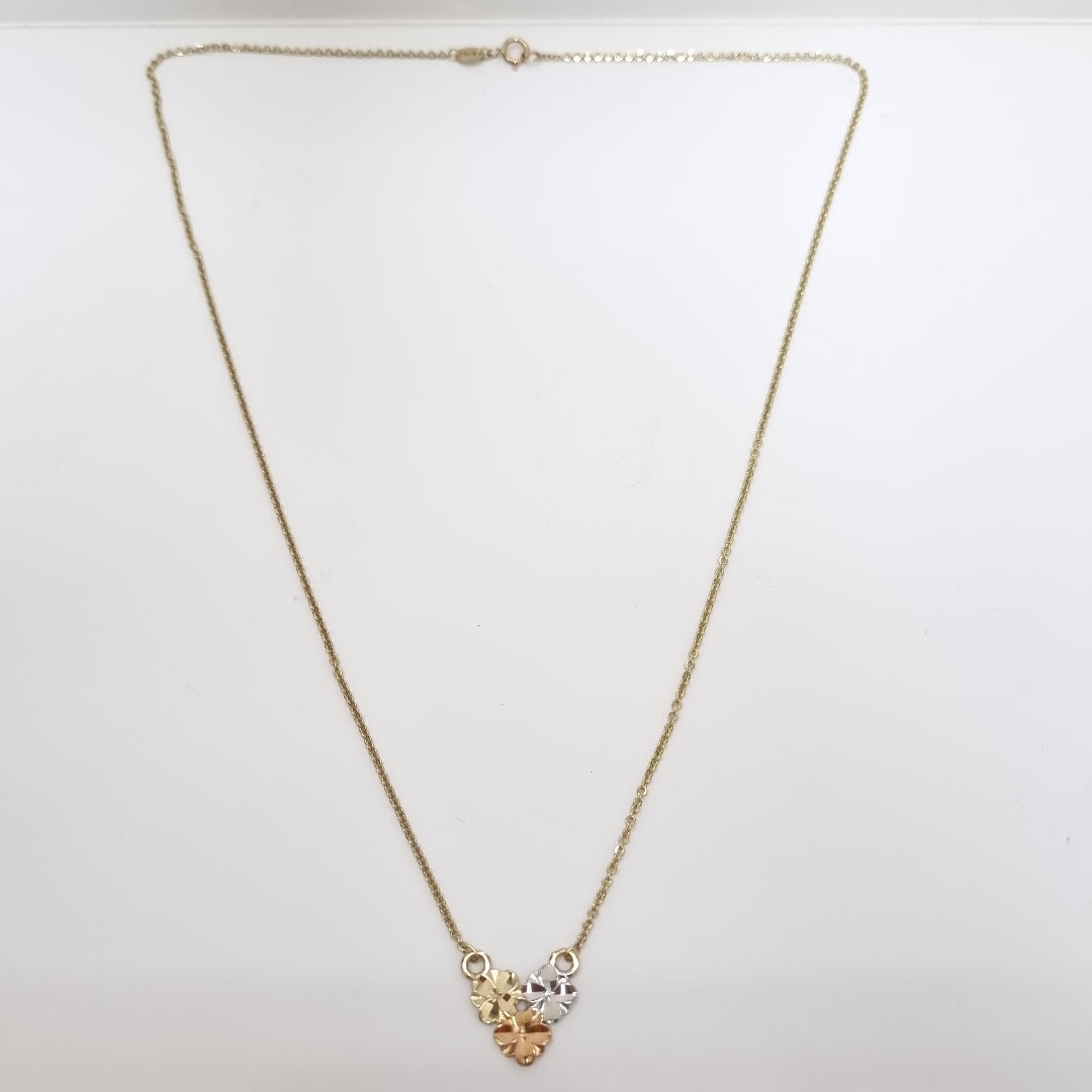 CADENA TEJIDO GARGANTILLA ESPECIAL C FLORES 14K 45 CM 2.9 GR (NUEVO)
