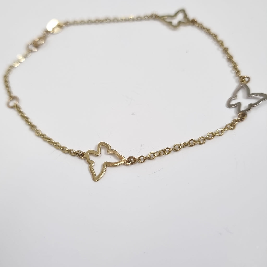 PULSERA ESPECIAL C MARIPOSAS 14K 18 CM 1.7 GR (NUEVO)