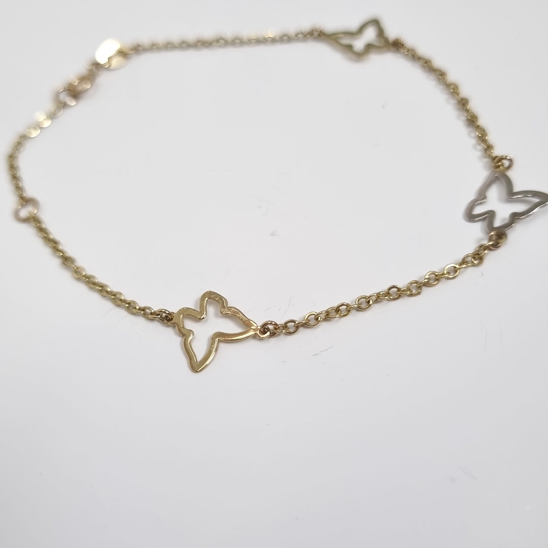 PULSERA ESPECIAL C MARIPOSAS 14K 18 CM 1.7 GR (NUEVO)