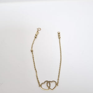 PULSERA TEJIDO ESPECIAL C CORAZONES 14K 18 CM 1.7 GR (NUEVO)