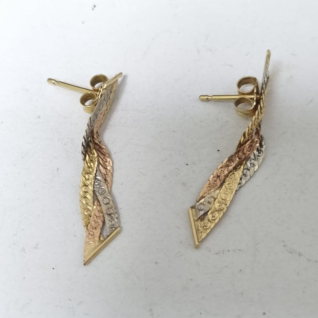 ARETES PAR ORO COMBINADO 14 K 1,50 GRMS (SEMINUEVO)