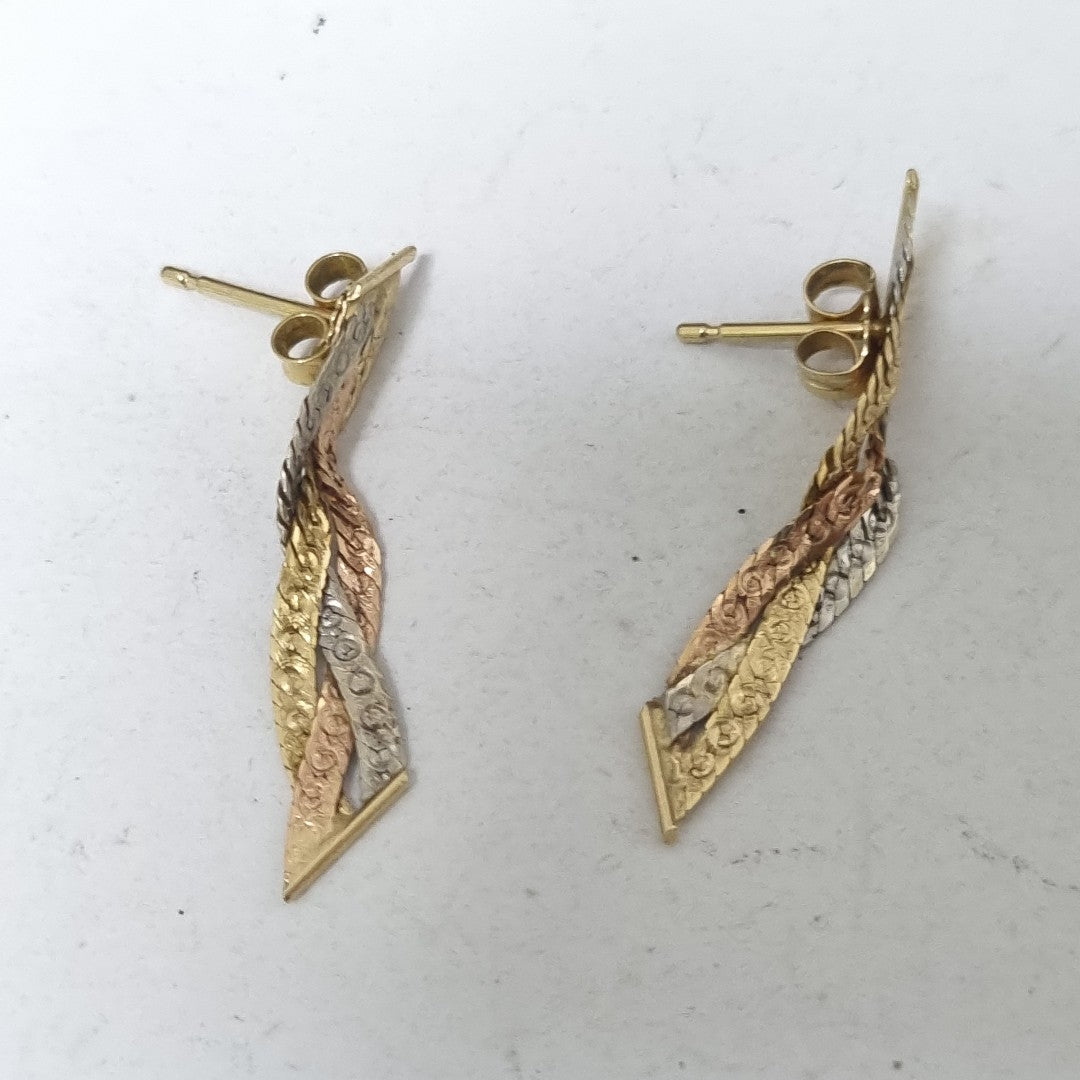 ARETES PAR ORO COMBINADO 14 K 1,50 GRMS (SEMINUEVO)