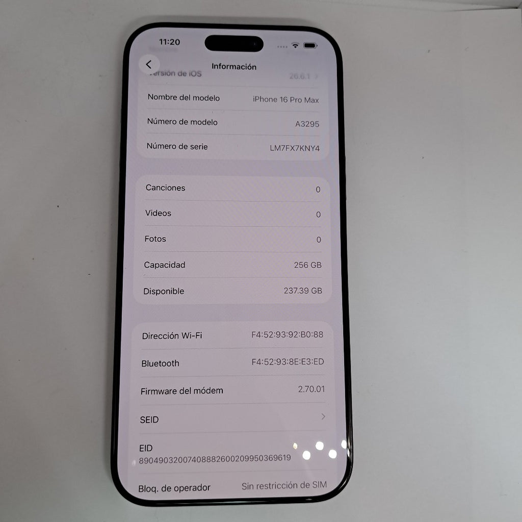 CELULAR APPLE IPHONE 16 PRO MAX A3295 (2024) 256 GB 8 GB RAM (SEMINUEVO)