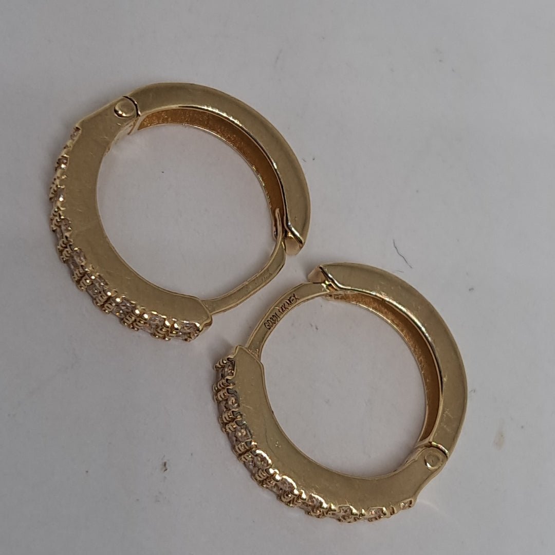 ARETES HUGGIES C CIRCONIA 14K 1.7 GR (NUEVO)