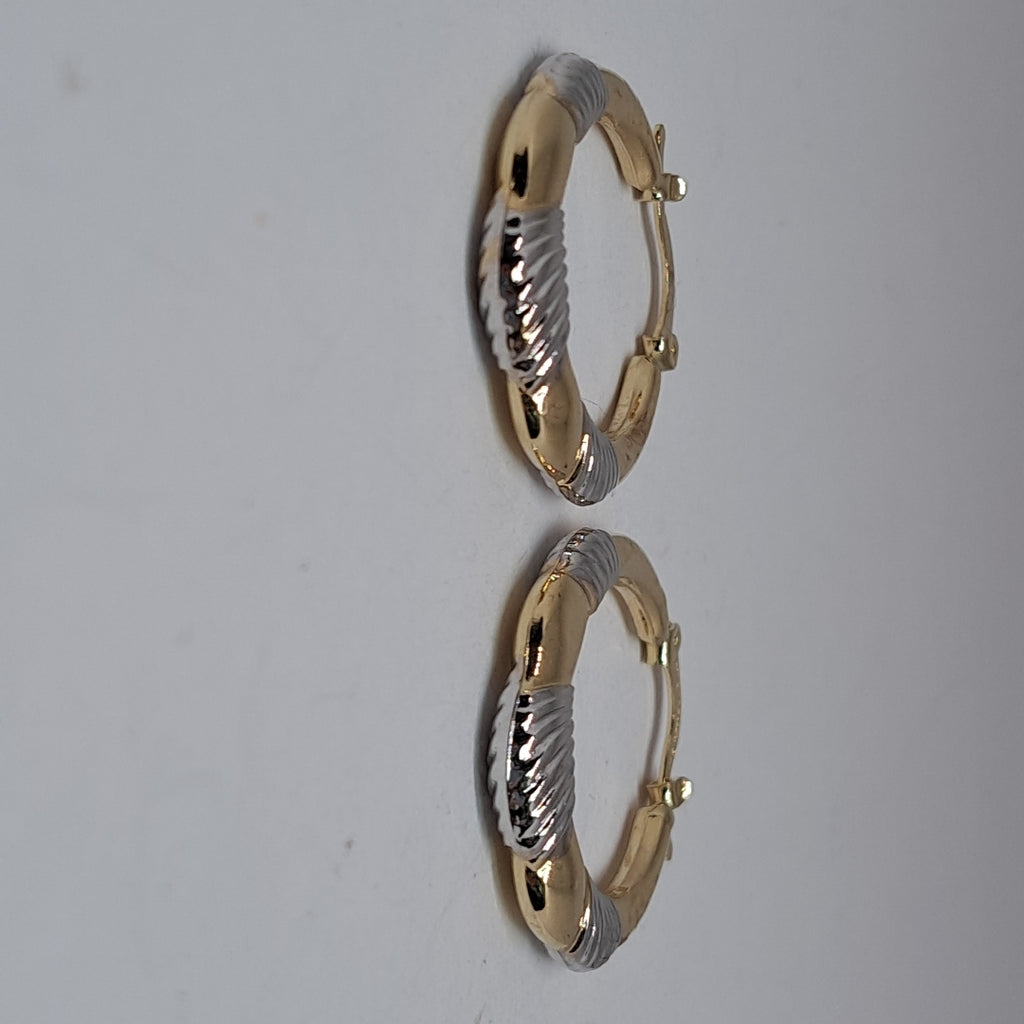 ARETES ARRACADAS HUECAS COMBINADAS 14K 2.6 GR (NUEVO)