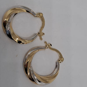ARETES TEJIDO ARRACADA TRENZADA COMBINADA 14K 1.8 GR (NUEVO)