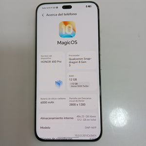 CELULAR HONOR 400 PRO DNP-NX9 (2025) 512 GB 12 GB RAM (SEMINUEVO)