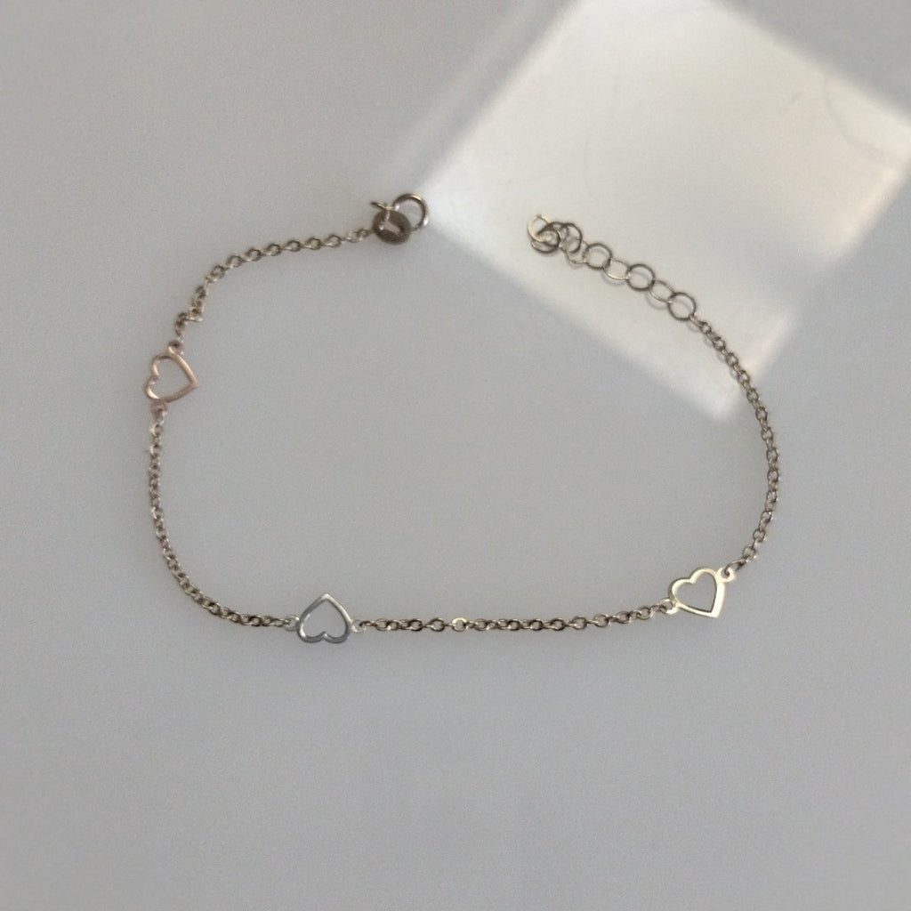 PULSERA ESPECIAL CON CORAZONES 10K 18 CM 1.2 GR (NUEVO)