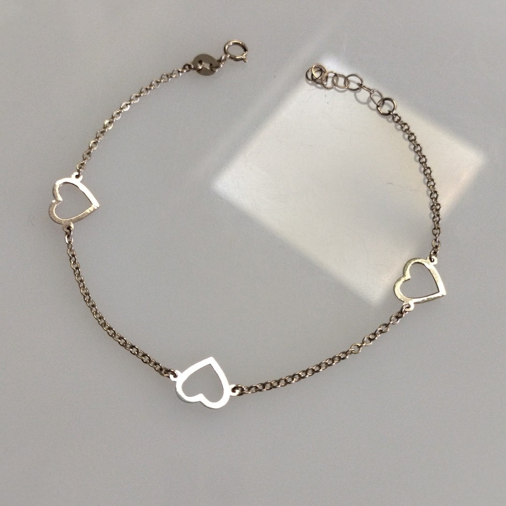PULSERA ESPECIAL CON CORAZONES CONBINADOS 14K 18 CM 1.7 GR (NUEVO)