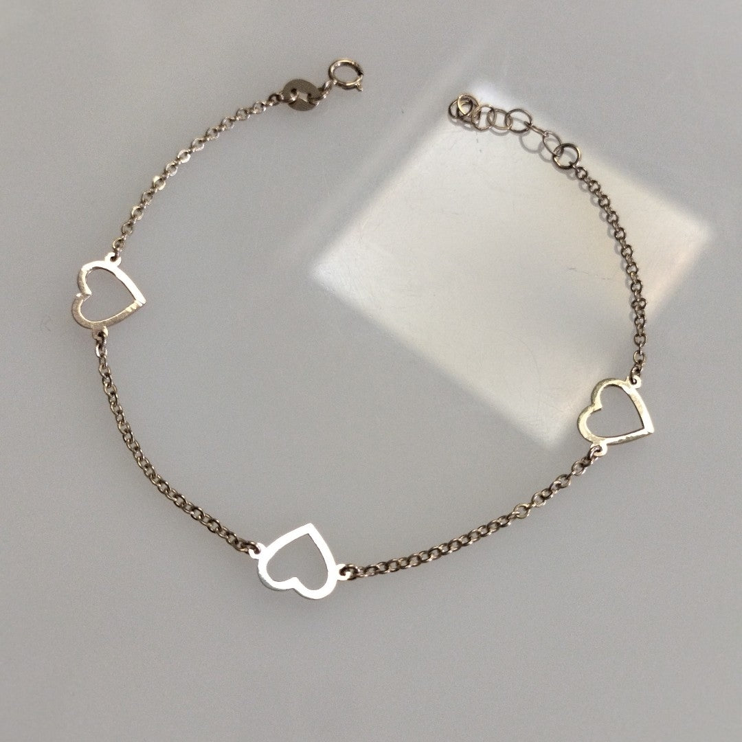 PULSERA ESPECIAL CON CORAZONES CONBINADOS 14K 18 CM 1.7 GR (NUEVO)