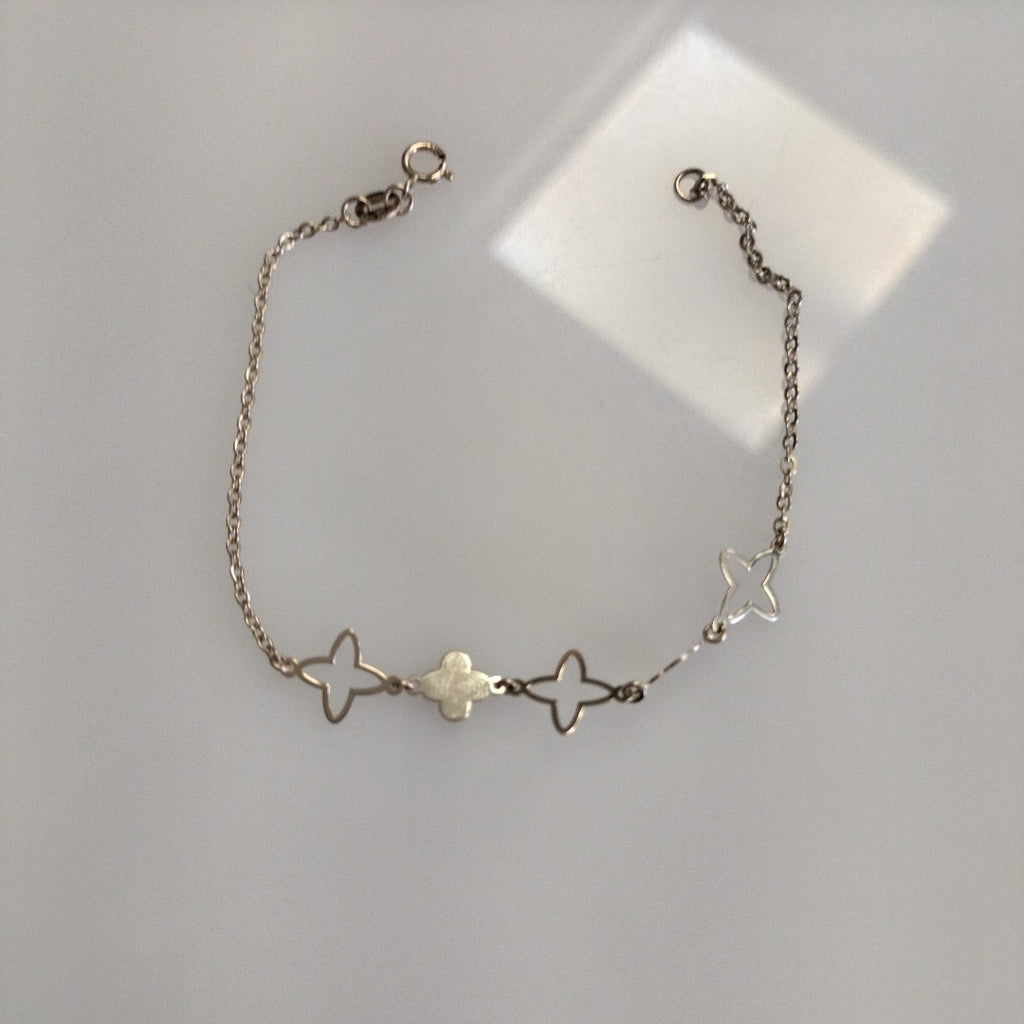 PULSERA TEJIDO ESP CON TREBOL 14K 18 CM 1.5 GR (NUEVO)