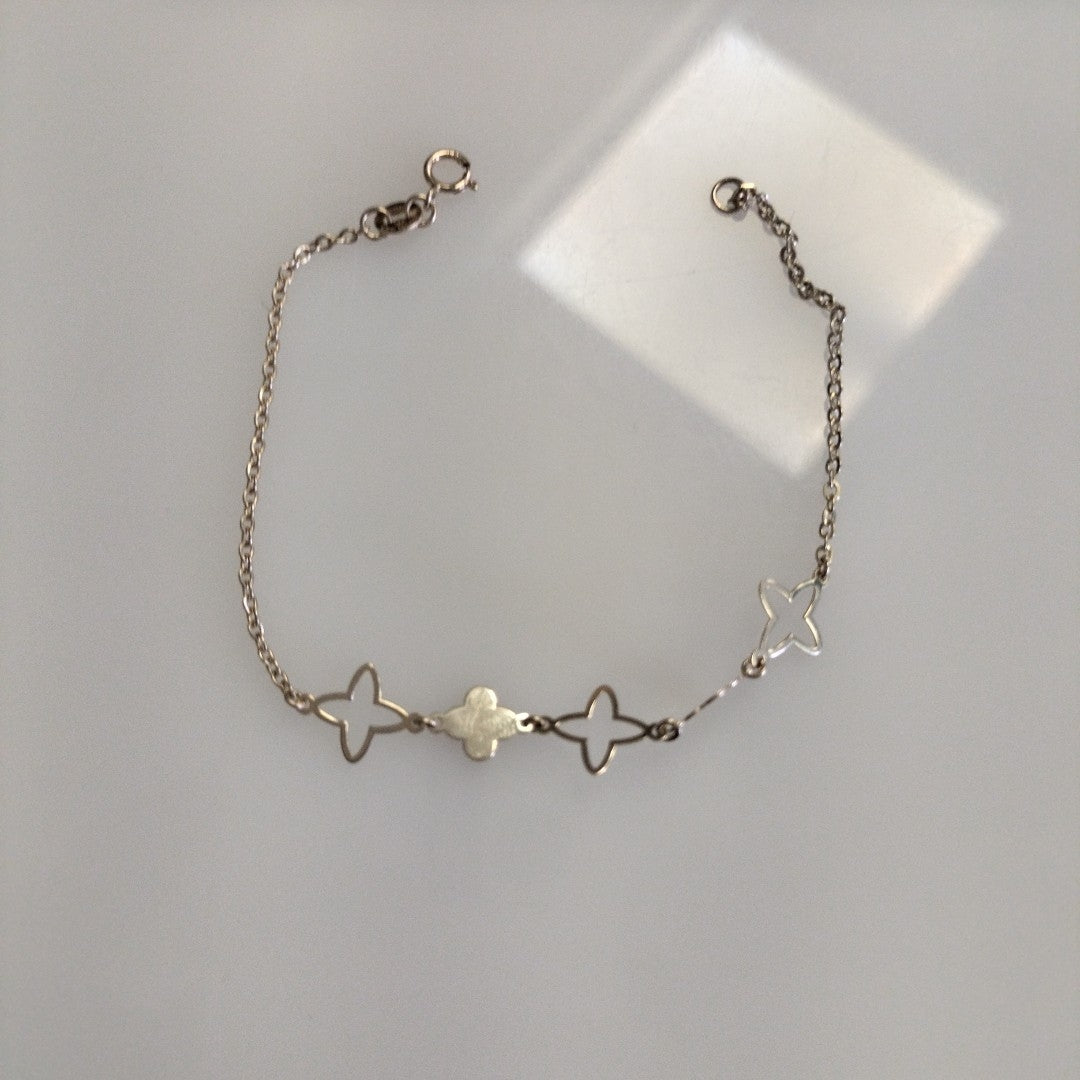 PULSERA TEJIDO ESP CON TREBOL 14K 18 CM 1.5 GR (NUEVO)
