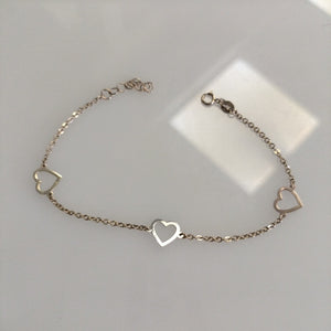 PULSERA ESPECIAL CON CORAZONES CONBINADOS 14K 18 CM 1.6 GR (NUEVO)