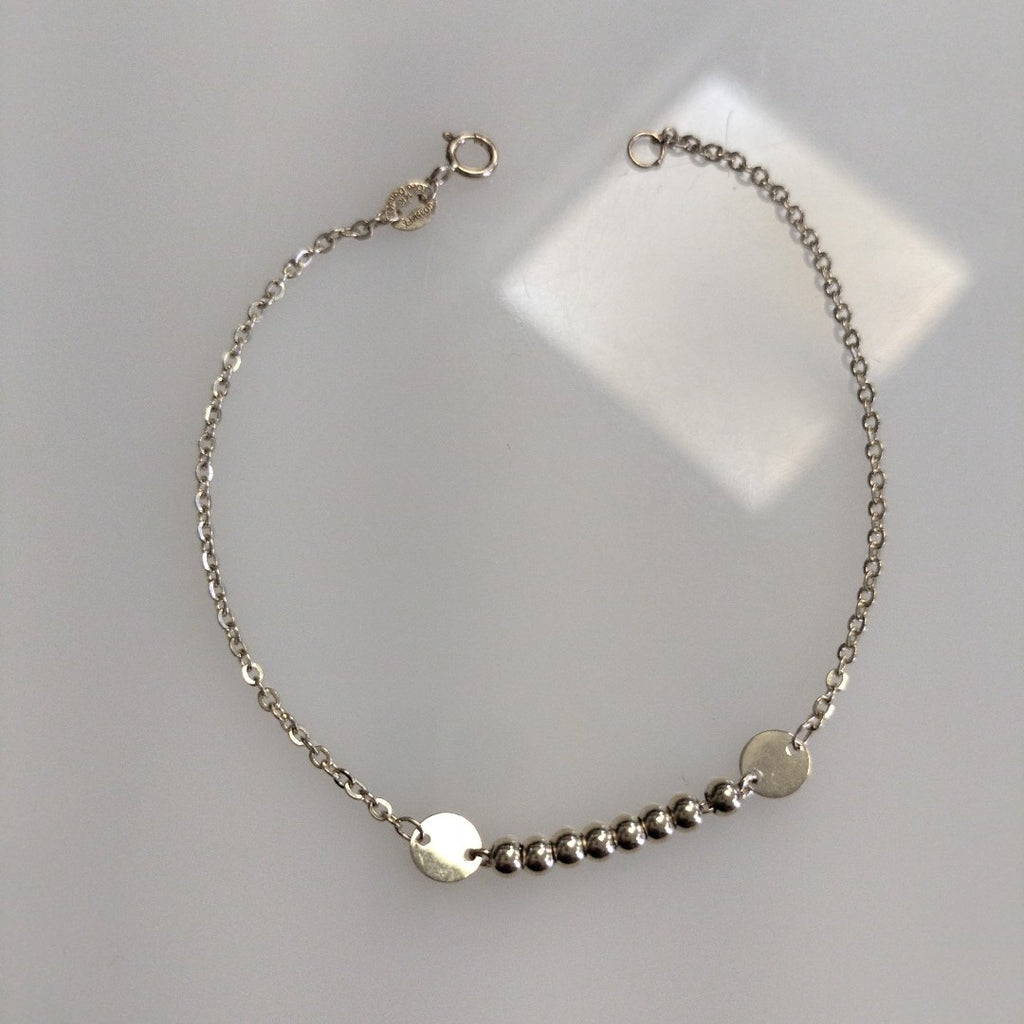 PULSERA TEJIDO ESPECIAL CON BOLITAS 14K 18 CM 1.8 GR (NUEVO)