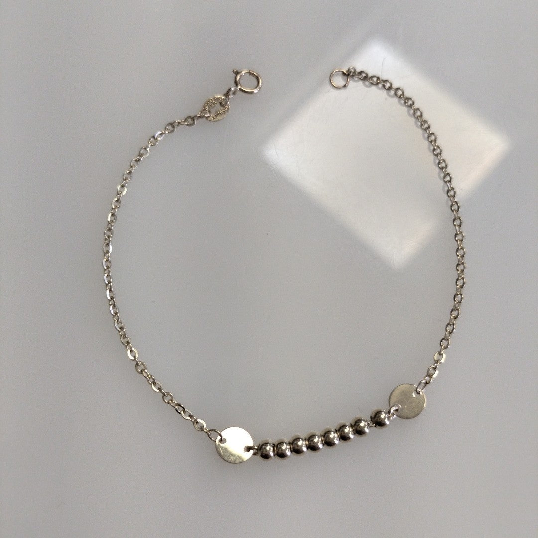 PULSERA TEJIDO ESPECIAL CON BOLITAS 14K 18 CM 1.8 GR (NUEVO)