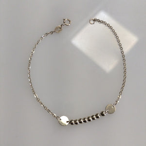 PULSERA TEJIDO ESPECIAL CON BOLITAS 14K 18 CM 1.8 GR (NUEVO)