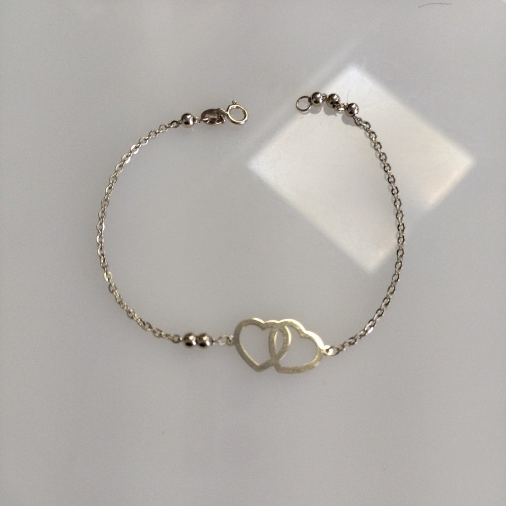 PULSERA TEJIDO ESPECIAL C CORAZONES 14K 18 CM 1.7 GR (NUEVO)