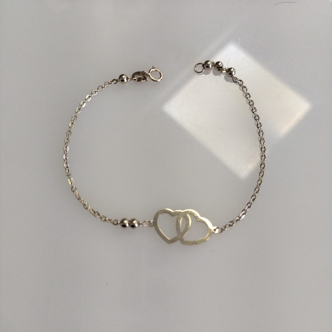 PULSERA TEJIDO ESPECIAL C CORAZONES 14K 18 CM 1.7 GR (NUEVO)