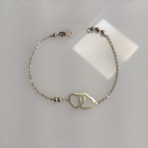 PULSERA TEJIDO ESPECIAL C CORAZONES 14K 18 CM 1.7 GR (NUEVO)